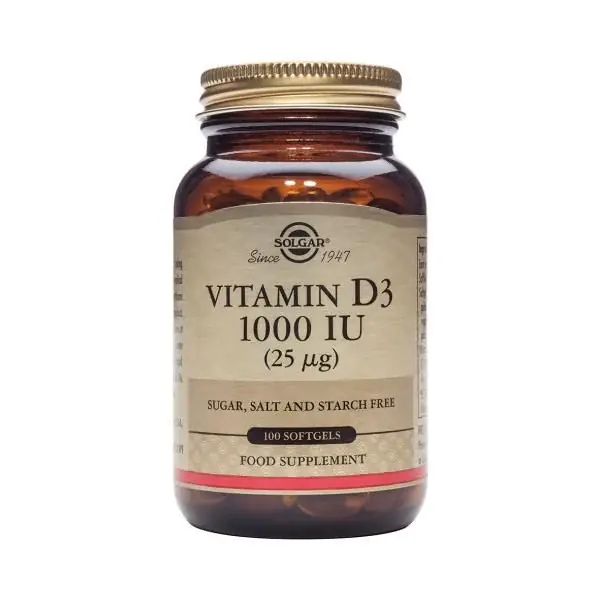 Solgar - Vitamina D3 1000 IU 25 μg - 100 comprimidos masticables