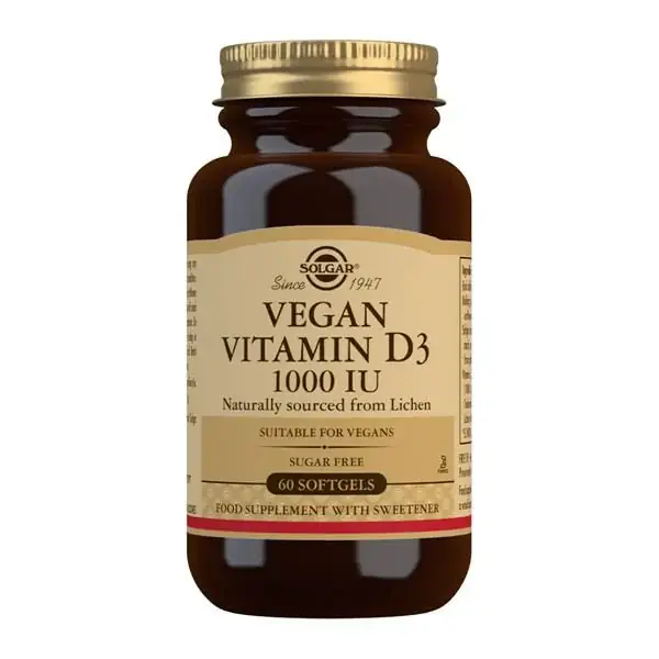 Solgar - Vitamina D3 vegana 1000 UI - 60 cápsulas blandas