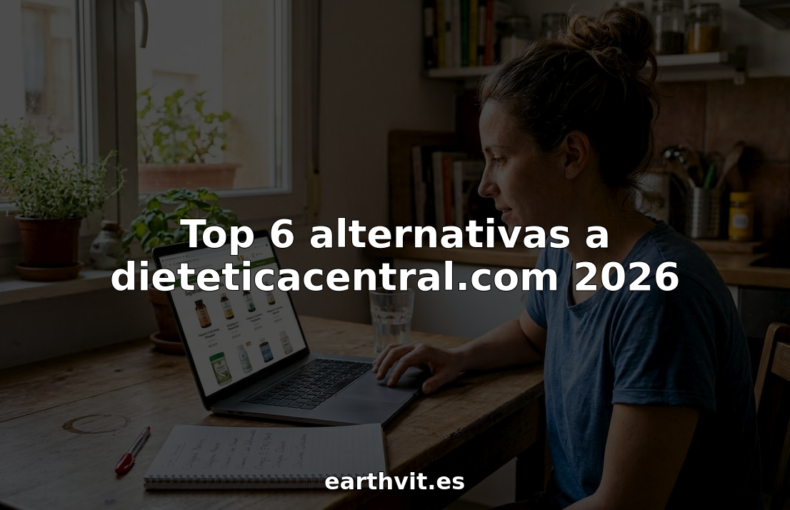 Una mujer sentada en la mesa de la cocina compara diferentes páginas web de suplementos, analizando cuál es la mejor opción para ella.